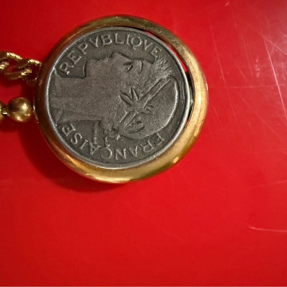 Vintage 2 French coin  pin chain unique, vintage piece rare unusual double pin - Picture 5 of 5